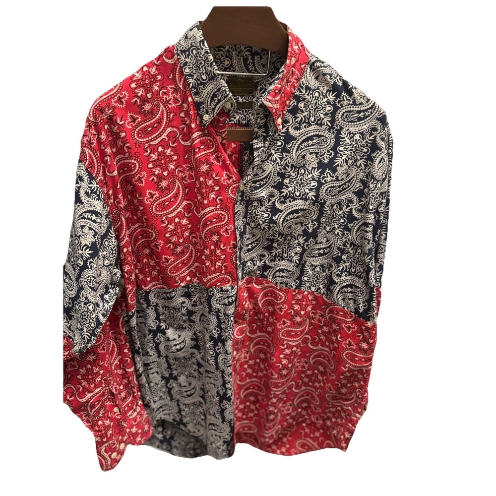 Evergreen‎ XL Bandana Pasily  Shirt Mens Country Western Handkerchief Pattern - Picture 2 of 7
